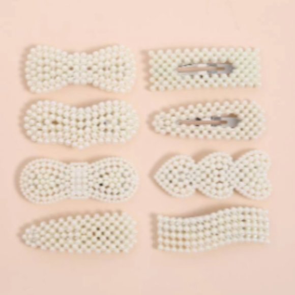 3/$25 Faux Pearl Hair Clip Set of Eight - Picture 1 of 1